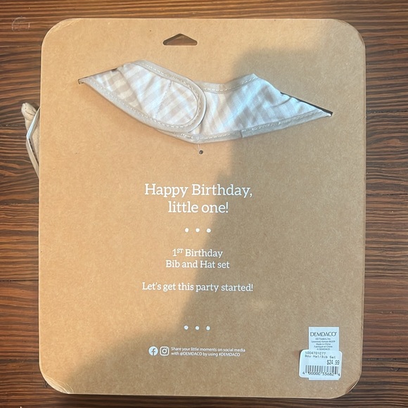 NWT: First Birthday Bib & Hat Set - Picture 2 of 2